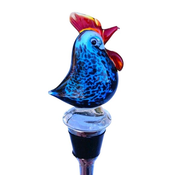 Vintage Murano Style Hand Blown Art Glass Rooster Bird Wine Bottle Stopper Cork - Picture 4 of 6